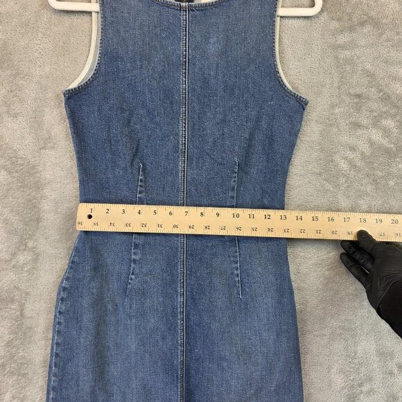 Reformation Jeans Dress Womens 6 Denim Zinnia Raw Hem Exposed Zip Made in USA - Picture 3 of 10